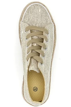 Sneakers beige in crochet con suola in corda Energy E127
