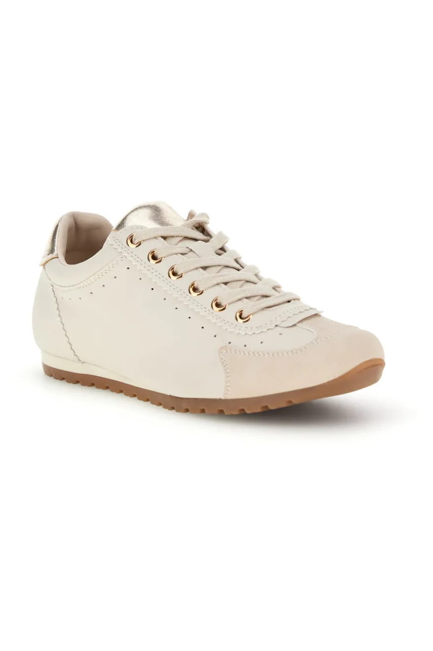 Sneakers beige in materiale sintetico con dettagli metallici Me & me TW26S801502