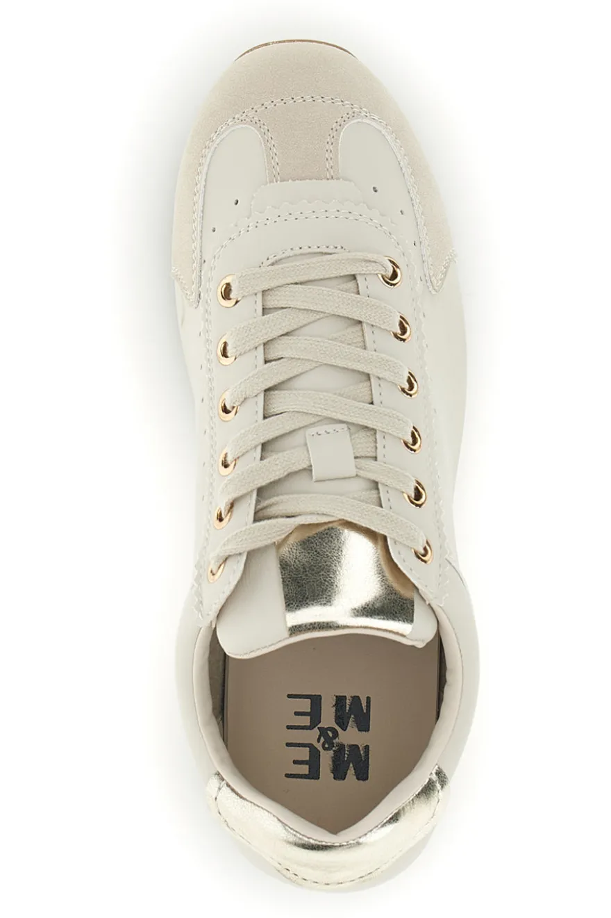 Sneakers beige in materiale sintetico con dettagli metallici Me & me TW26S801502