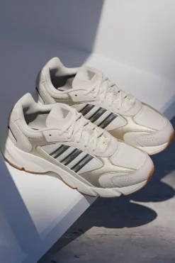 Sneakers beige in mesh con dettagli argento e suola Cloudfoam Adidas Crazychaos 2000