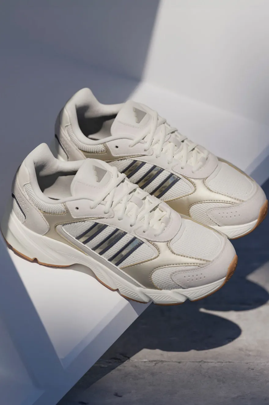 Sneakers beige in mesh con dettagli argento e suola Cloudfoam Adidas Crazychaos 2000