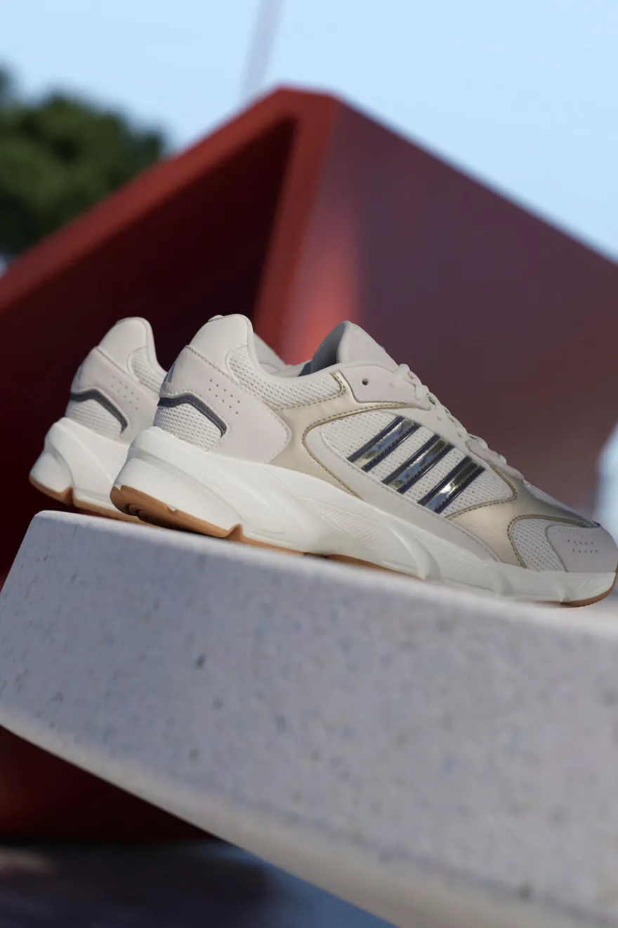 Sneakers beige in mesh con dettagli argento e suola Cloudfoam Adidas Crazychaos 2000
