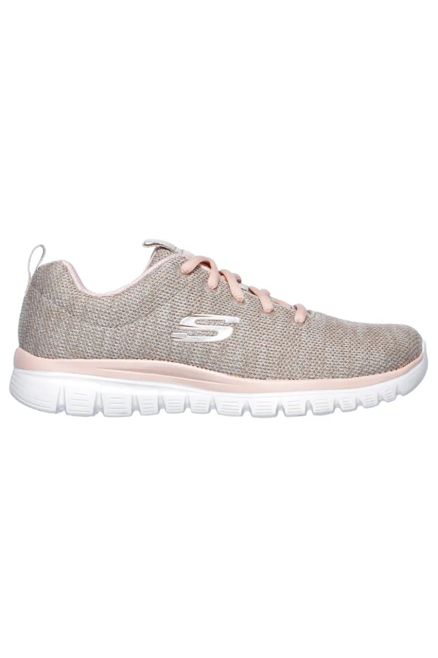 Sneakers beige in mesh leggere con memory foam Skechers Graceful Twisted Fortune