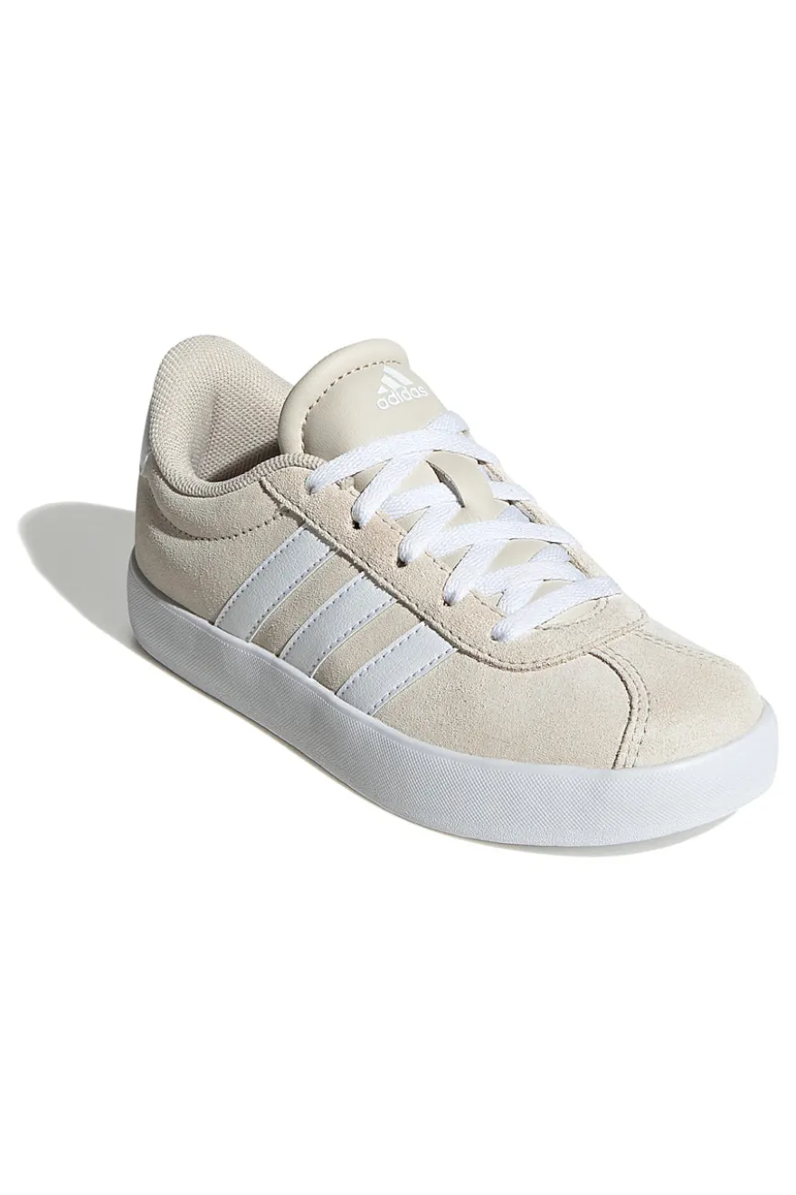 Sneakers beige in pelle con strisce bianche Adidas VL Court 3 K