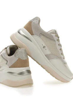 Sneakers Beige in pelle zeppa comfort Pittarello capsule Benny