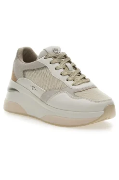 Sneakers Beige in pelle zeppa comfort Pittarello capsule Benny