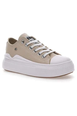 Sneakers Beige In Tela Con Platform British Knight Kaya Flow Low