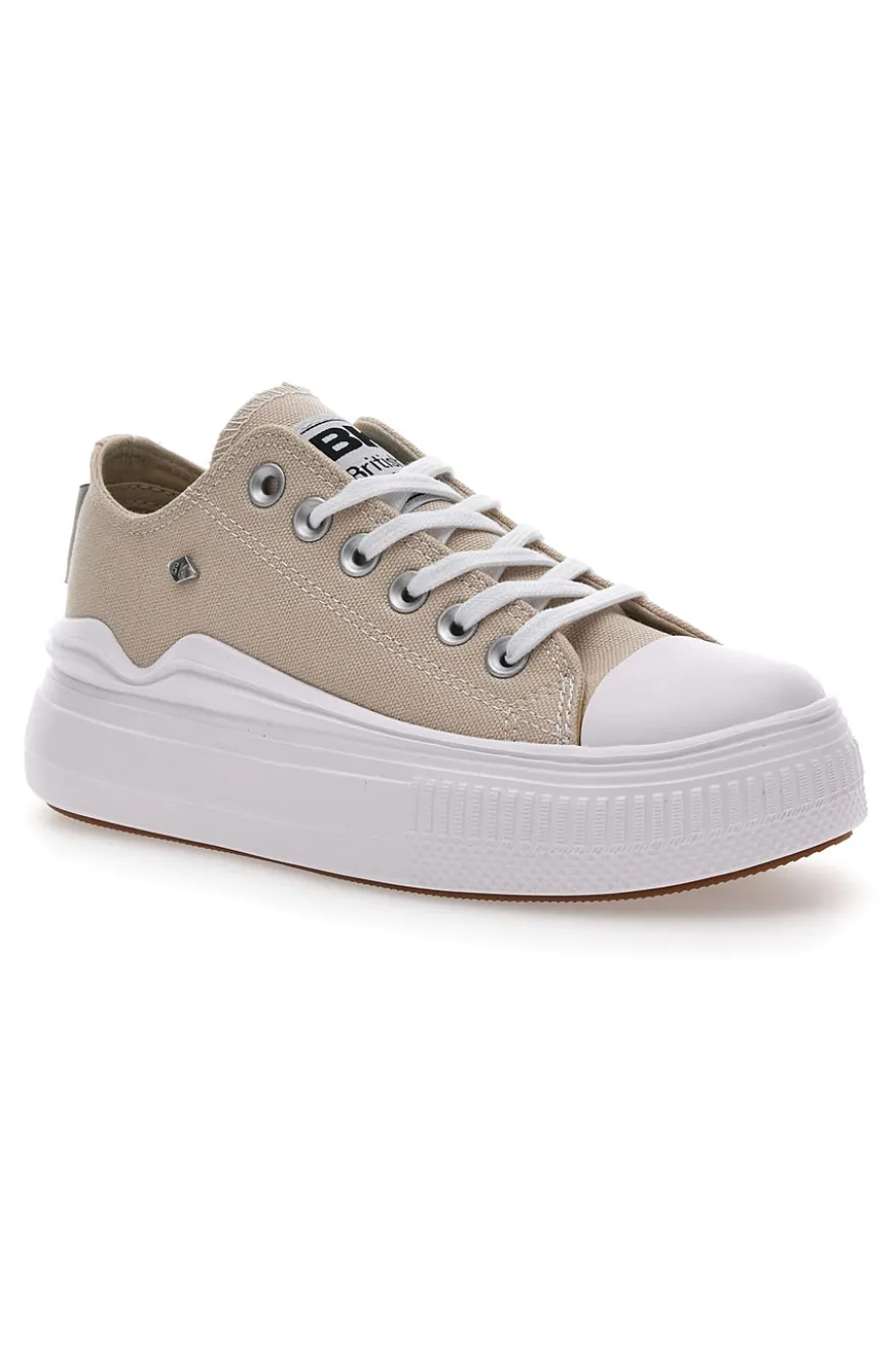 Sneakers Beige In Tela Con Platform British Knight Kaya Flow Low
