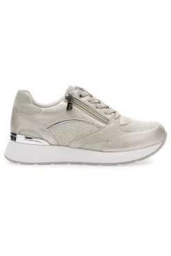 Sneakers beige perlato con zip laterale e zeppa Inblu 472IN