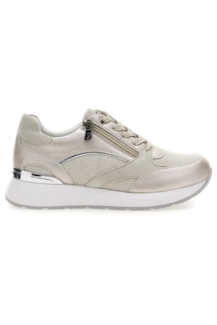 Sneakers beige perlato con zip laterale e zeppa Inblu 472IN