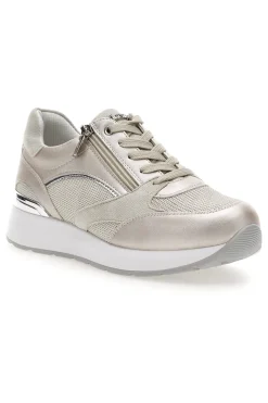 Sneakers beige perlato con zip laterale e zeppa Inblu 472IN