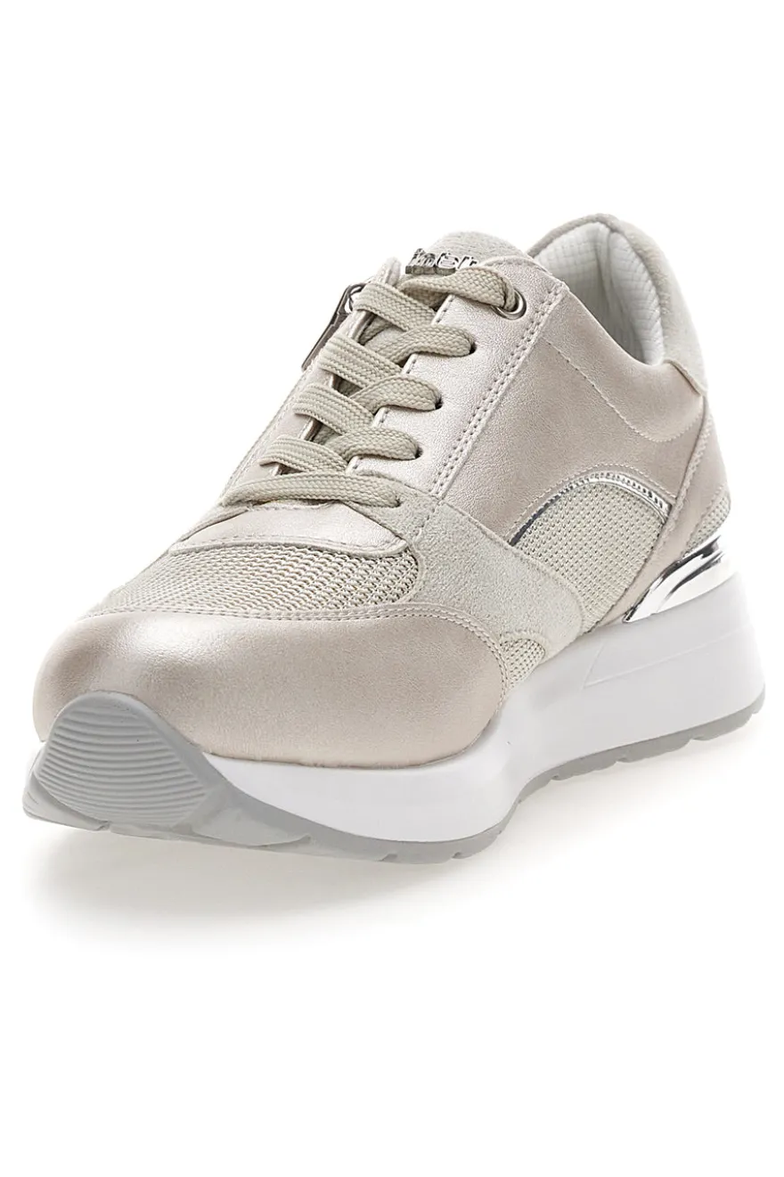 Sneakers beige perlato con zip laterale e zeppa Inblu 472IN