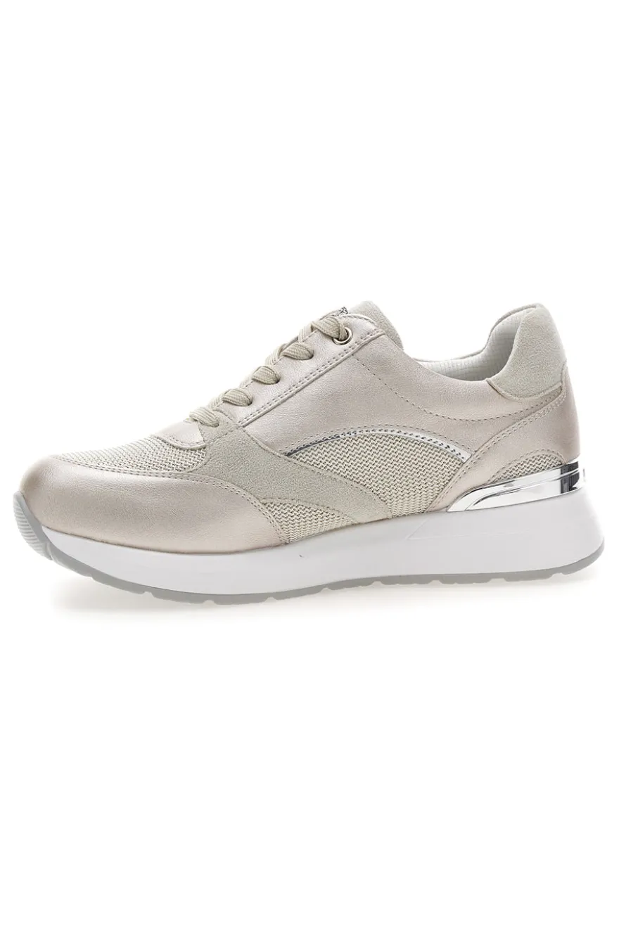 Sneakers beige perlato con zip laterale e zeppa Inblu 472IN