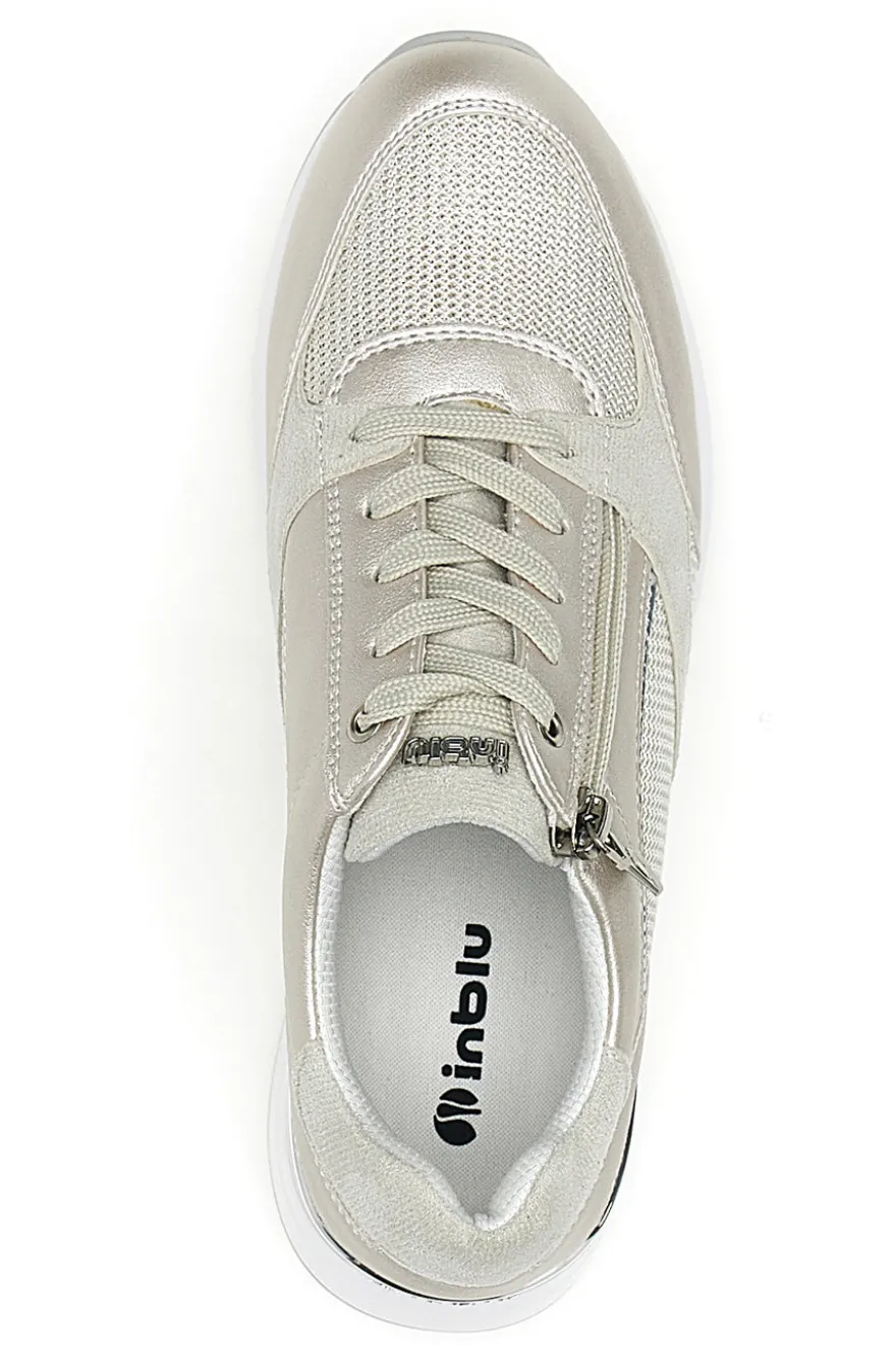 Sneakers beige perlato con zip laterale e zeppa Inblu 472IN