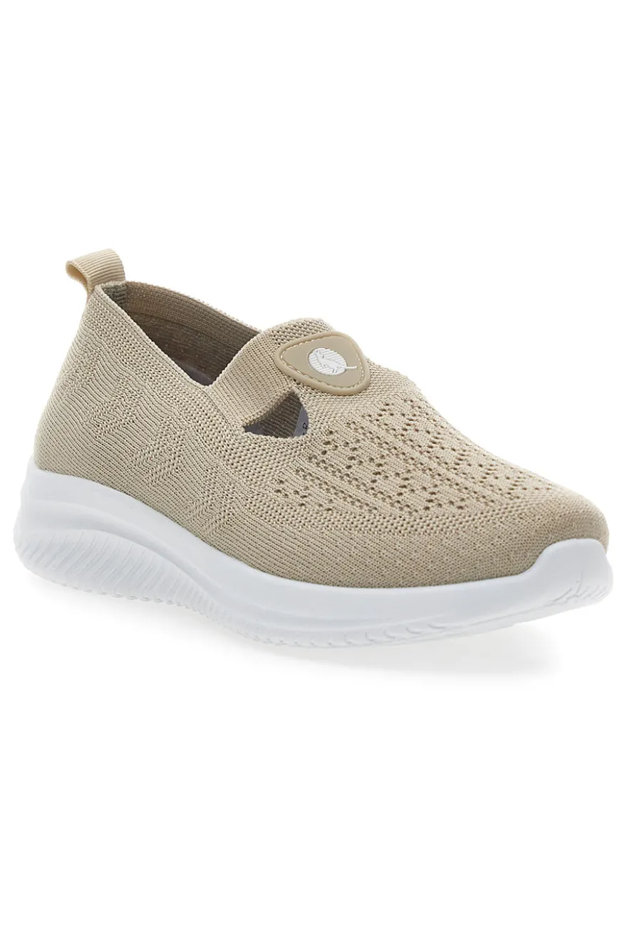 Sneakers Beige Slip On con Tomaia Effetto Ricamo CANGURO CA1227