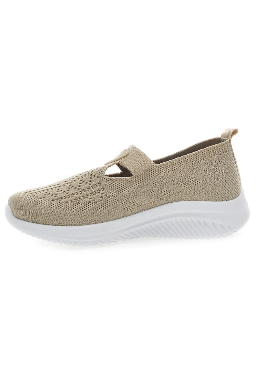Sneakers Beige Slip On con Tomaia Effetto Ricamo CANGURO CA1227