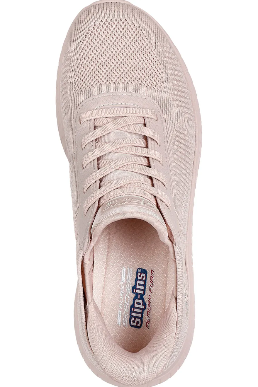 Sneakers beige slip-on in mesh con Memory Foam Skechers BOBS Squad Chaos Current Muse