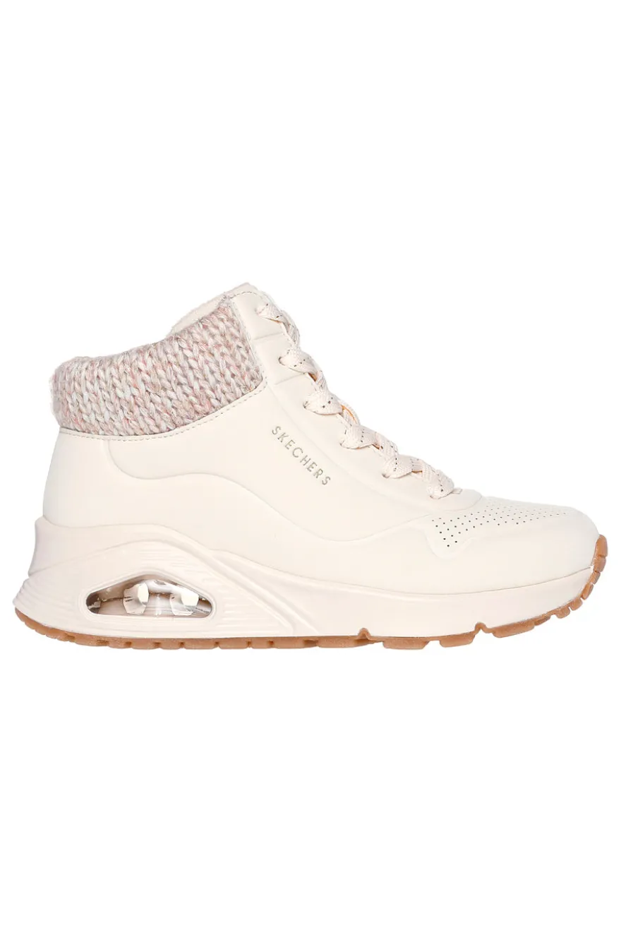 Sneakers bianche alte con collo in maglia Skechers Uno Gen1 Darling Daze