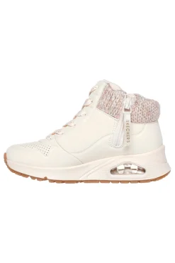 Sneakers bianche alte con collo in maglia Skechers Uno Gen1 Darling Daze