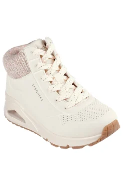 Sneakers bianche alte con collo in maglia Skechers Uno Gen1 Darling Daze