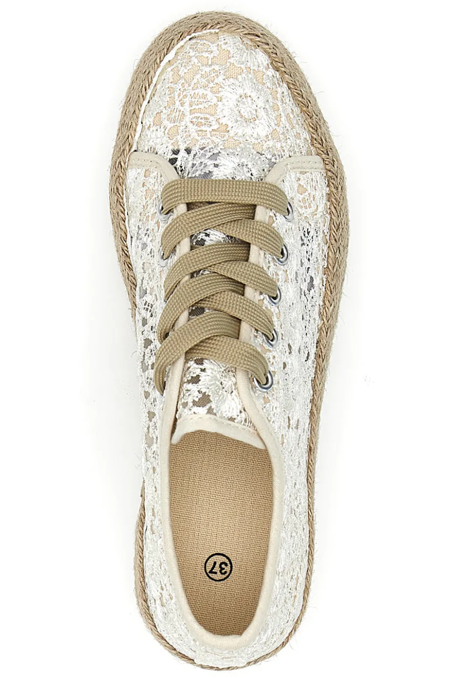 Sneakers bianche beige in crochet con suola in corda ENERGY E122
