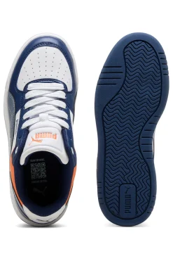 Sneakers bianche blu e arancioni stile court Puma Caven III Block Jr