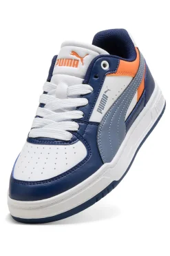 Sneakers bianche blu e arancioni stile court Puma Caven III Block Jr