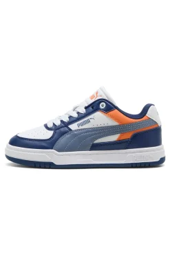 Sneakers bianche blu e arancioni stile court Puma Caven III Block Jr