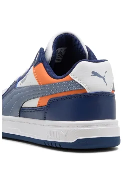 Sneakers bianche blu e arancioni stile court Puma Caven III Block Jr