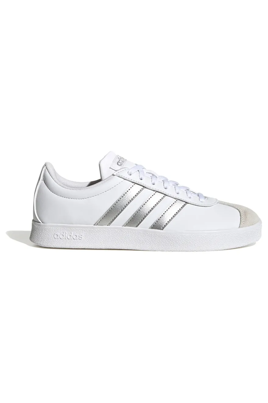 Sneakers Bianche con Bande Argento Adidas VL Court Base