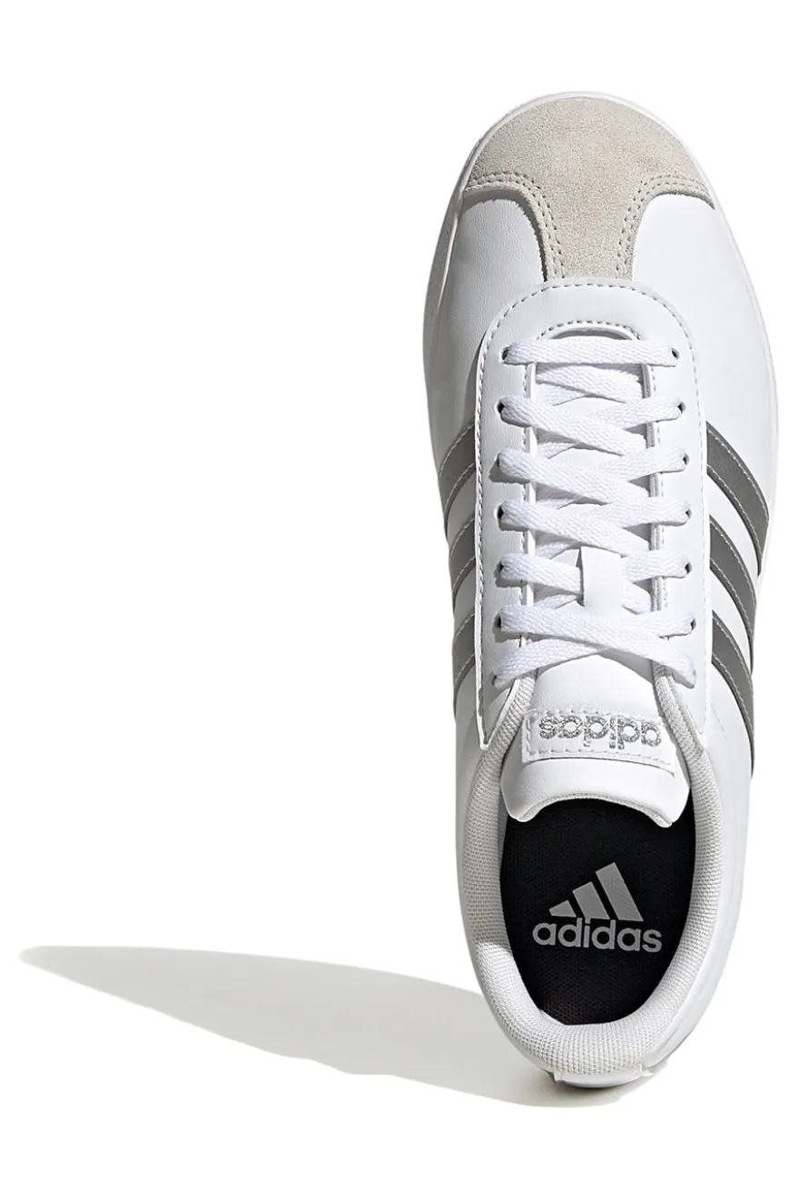 Sneakers Bianche con Bande Argento Adidas VL Court Base