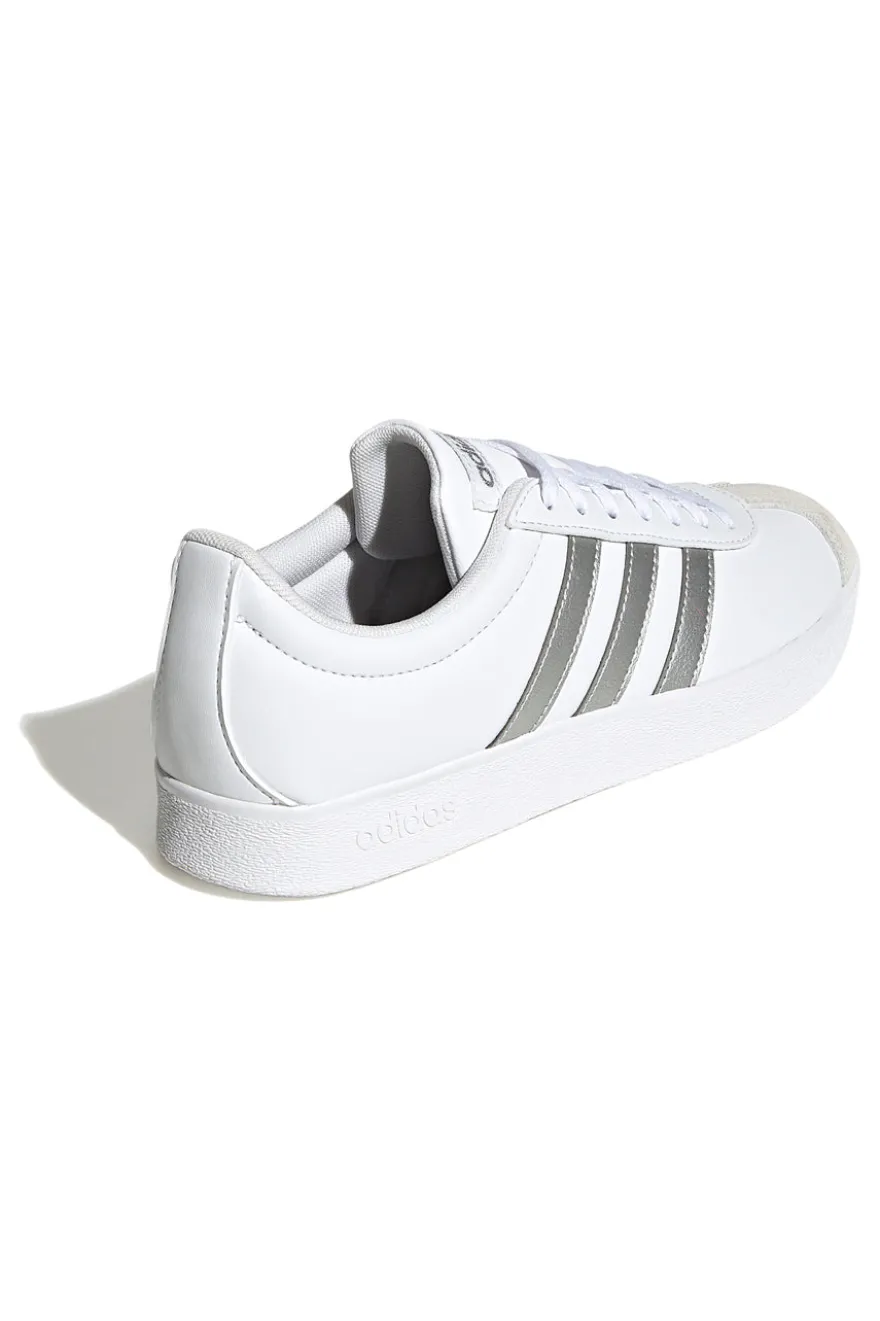 Sneakers Bianche con Bande Argento Adidas VL Court Base