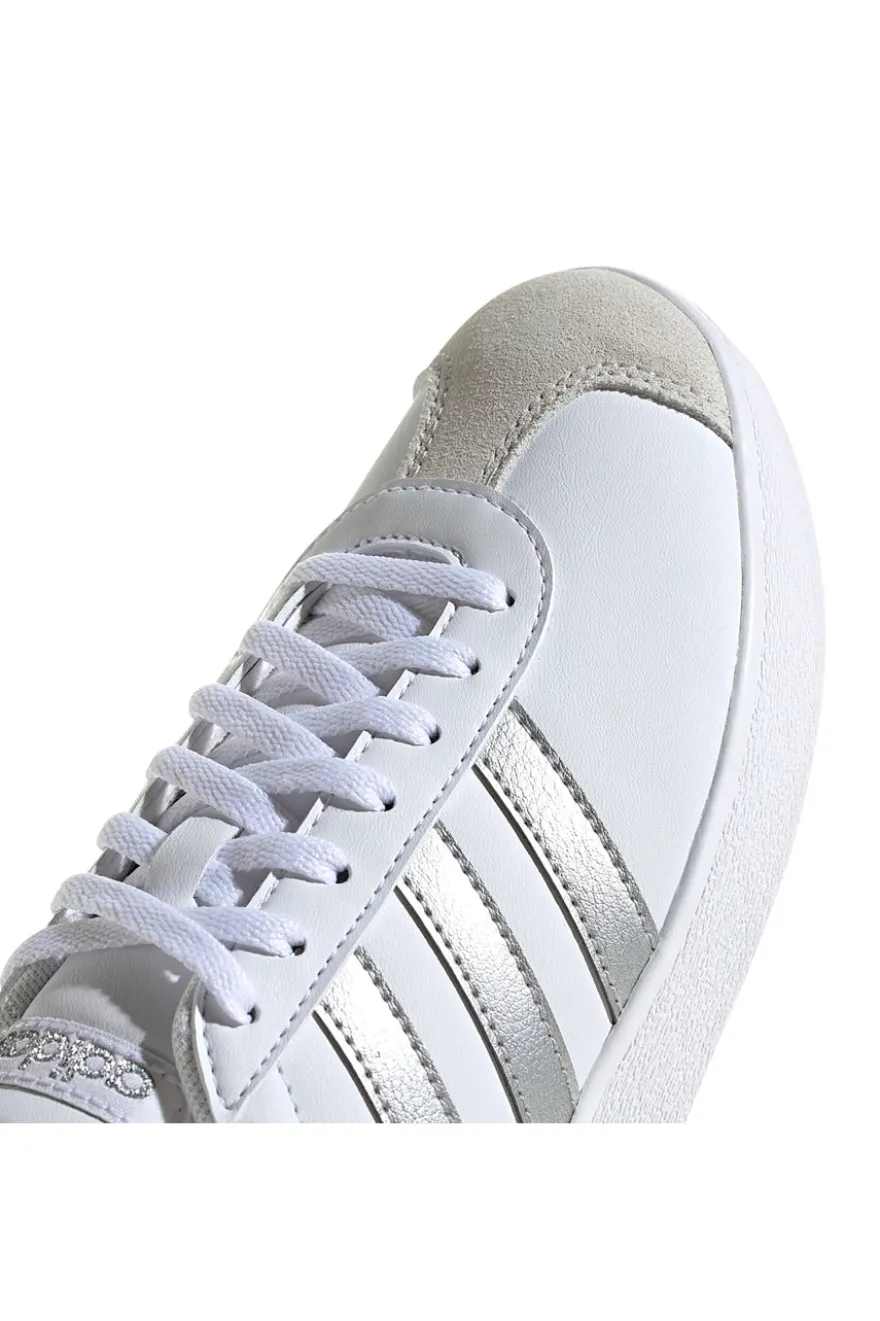Sneakers Bianche con Bande Argento Adidas VL Court Base