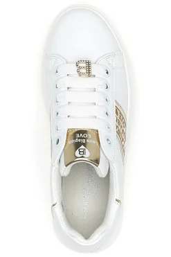 Sneakers Bianche con Bande Laterali Oro LAURA BIAGIOTTI L8945