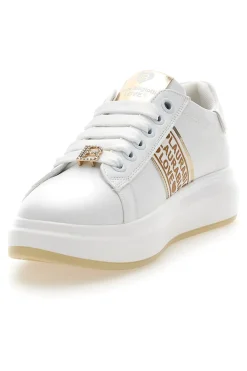 Sneakers Bianche con Bande Laterali Oro LAURA BIAGIOTTI L8945