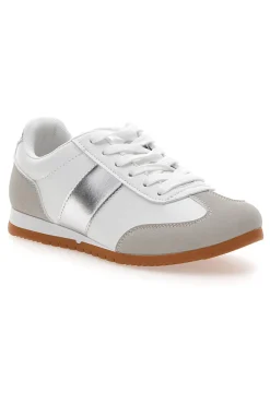 Sneakers Bianche con Banda Laterale Argento TALEMI 24250
