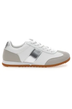 Sneakers Bianche con Banda Laterale Argento TALEMI 24250