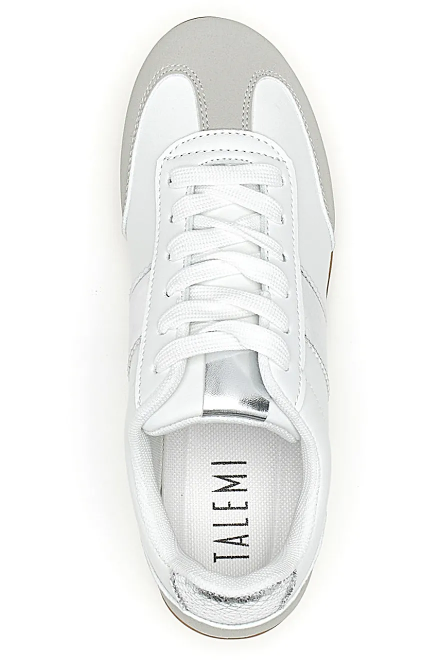 Sneakers Bianche con Banda Laterale Argento TALEMI 24250