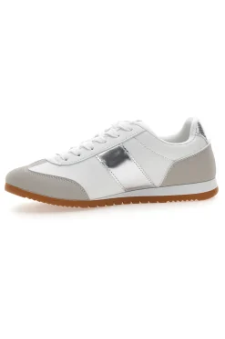 Sneakers Bianche con Banda Laterale Argento TALEMI 24250