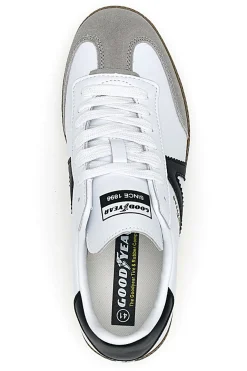 Sneakers Bianche con Bande Nere in Vera Pelle CANGURO GY51001