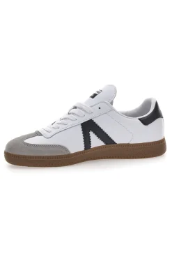 Sneakers Bianche con Bande Nere in Vera Pelle CANGURO GY51001