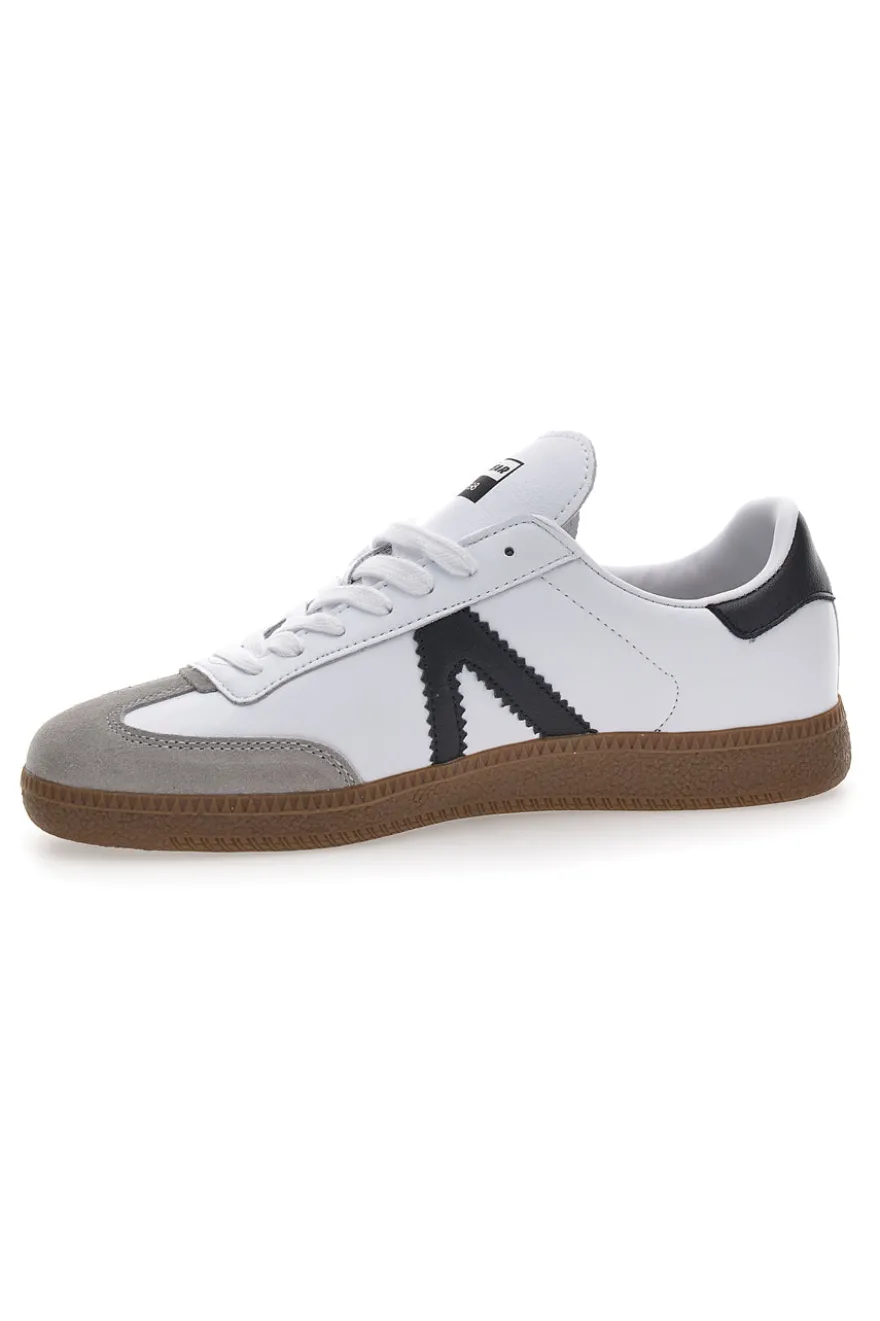 Sneakers Bianche con Bande Nere in Vera Pelle CANGURO GY51001