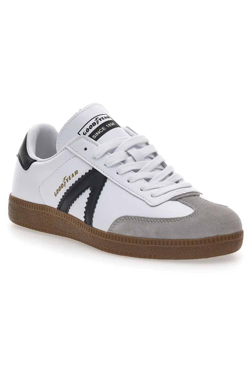 Sneakers Bianche con Bande Nere in Vera Pelle CANGURO GY51001