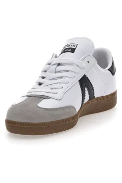 Sneakers Bianche con Bande Nere in Vera Pelle CANGURO GY51001