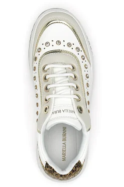 Sneakers bianche con borchie e glitter oro Burani 51771C1108