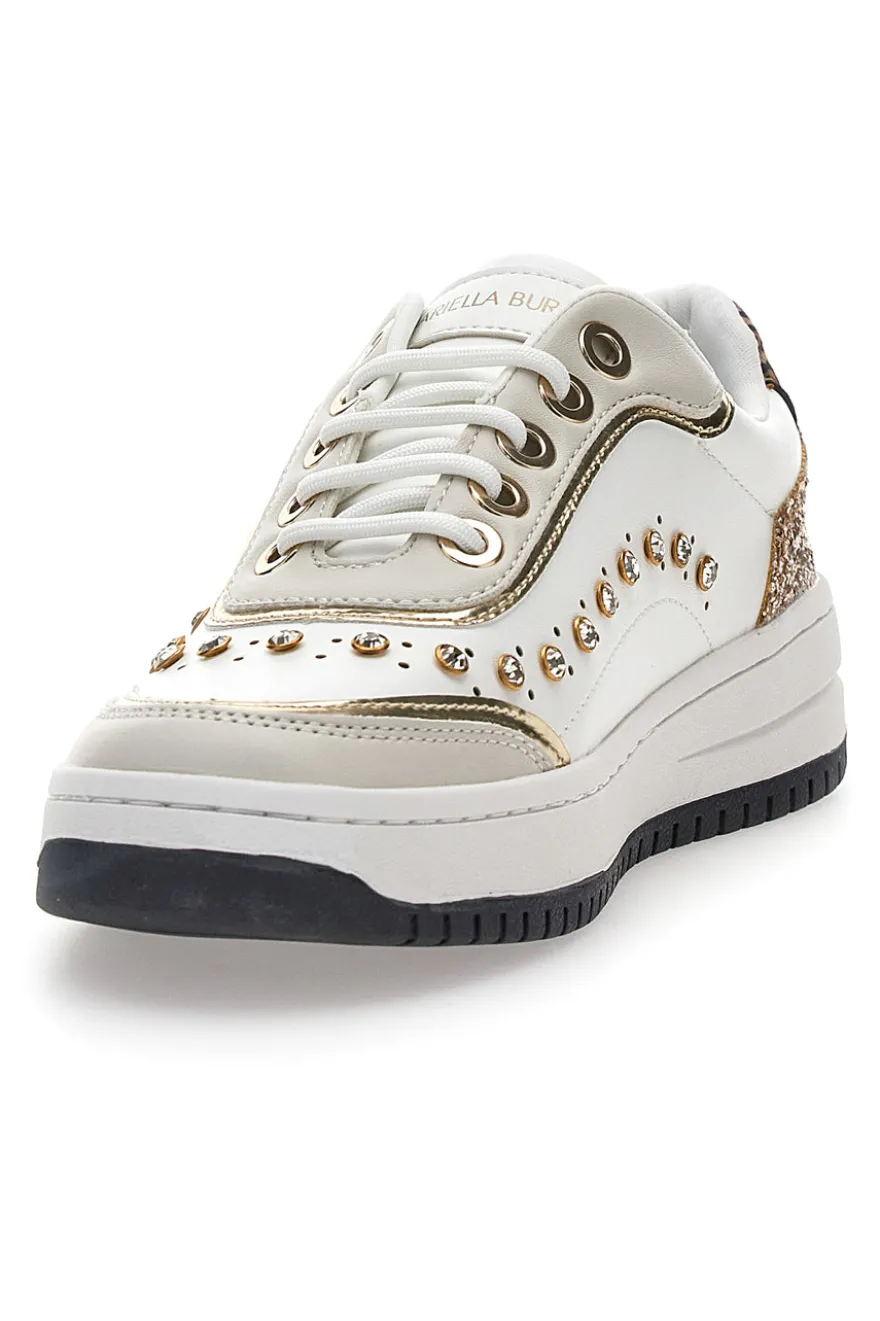 Sneakers bianche con borchie e glitter oro Burani 51771C1108