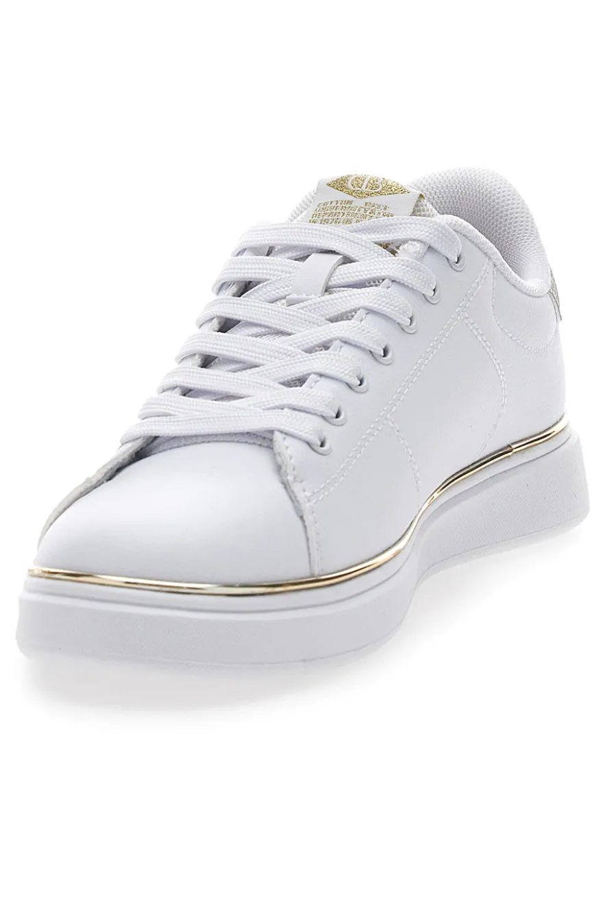 Sneakers Bianche con Bordo Dorato COTTON BELT GTZ 2.0