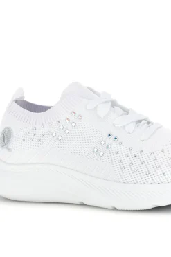 Sneakers Bianche con brillantini in tessuto traforato Canguro CA1206
