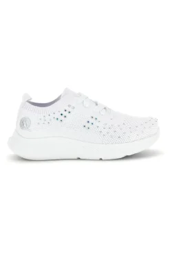 Sneakers Bianche con brillantini in tessuto traforato Canguro CA1206