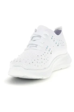 Sneakers Bianche con brillantini in tessuto traforato Canguro CA1206